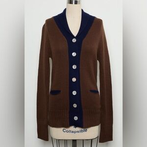 Long-Sleeve Collared Button-Front Cardigan 100%Cashmere[NEW]